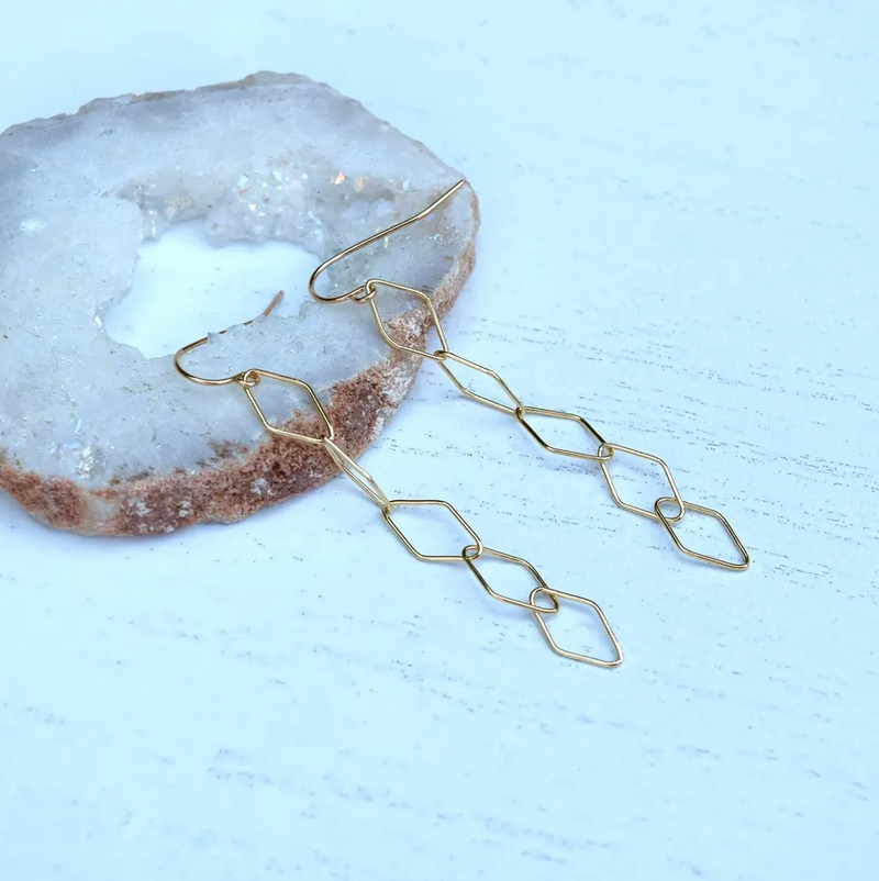 Gold Filled Diamond Chain Earrings