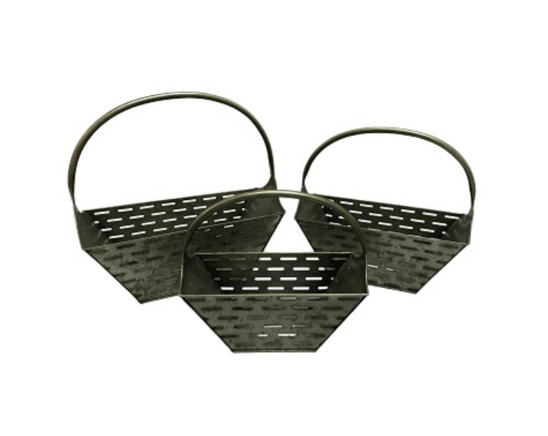 Set Of 3 Basket Olive Bucket Planters