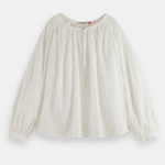 Voluminous Popover with Allover Embroidery - Ivory