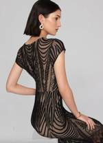 Embroidered Lace Gown - Black & Nude