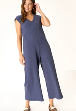 See Me Seamed Pointelle Jumpsuit - Navy Bliss