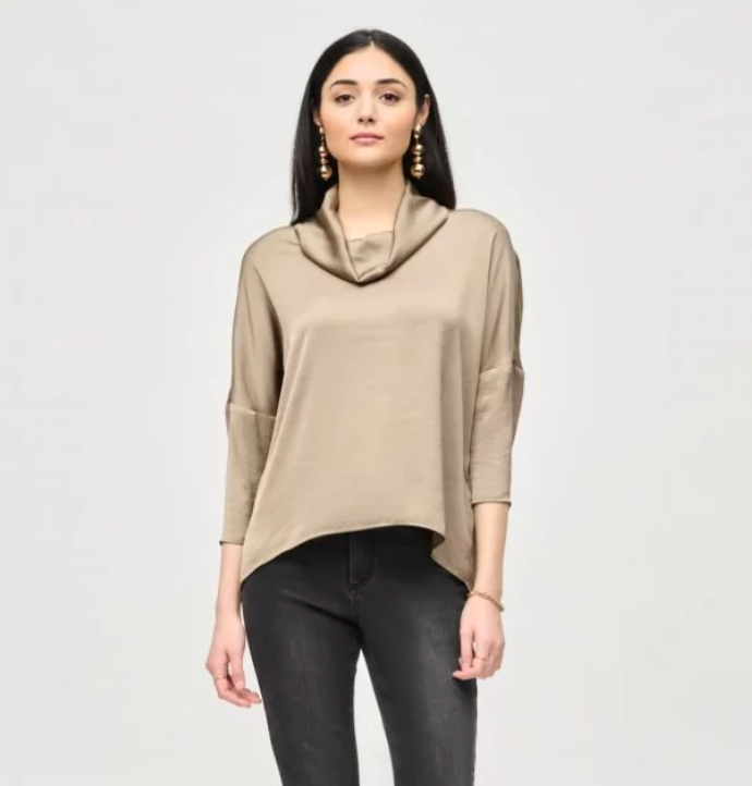 Satin Cowl Collar Top - Java