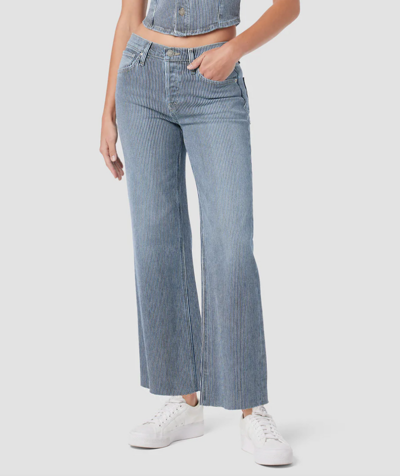 Rosie High-Rise Wide Leg Ankle Jean - Railroad Stripe