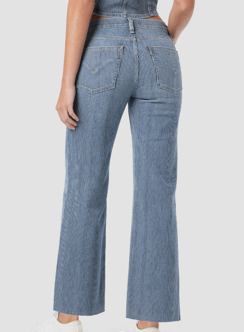 Rosie High-Rise Wide Leg Ankle Jean - Railroad Stripe