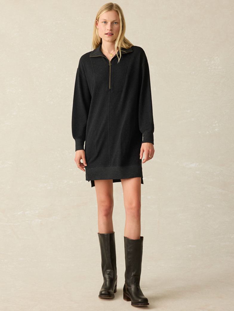 Legend Quarter Zip Dress - Black Twill