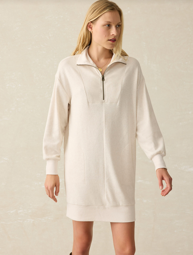 Legend Quarter Zip Dress - Off-White