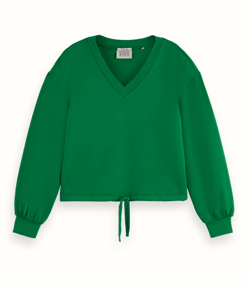 V-neck Modal Sweatshirt - Bright Green