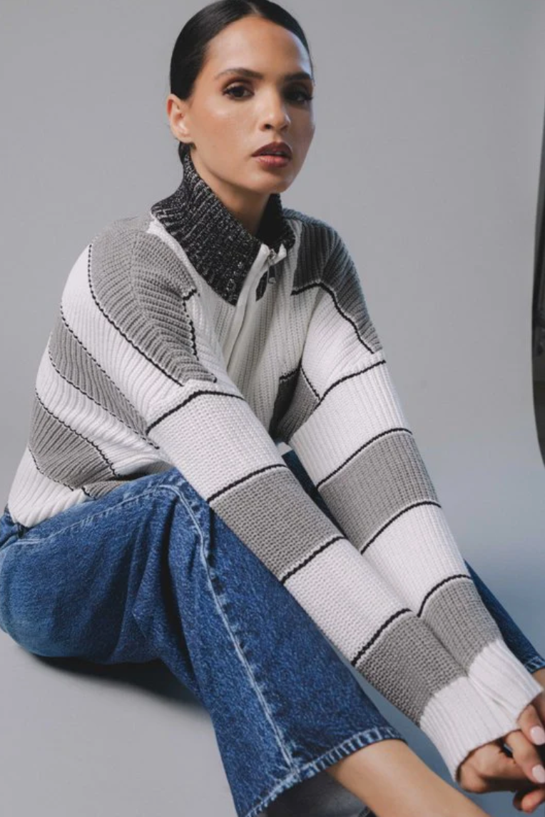 Sloane Sweater - Heather Grey Stripe
