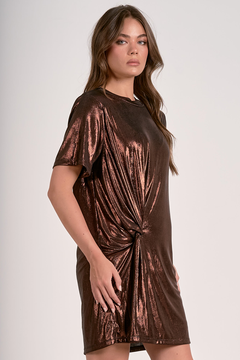 Knotted Mini Dress - Chocolate