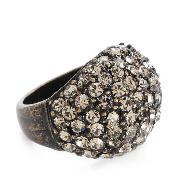 Crystal Dome Ring - Antique Brass