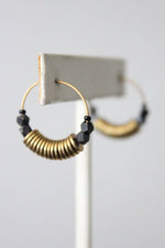 Brass Discs & Hematite Hoop Earrings