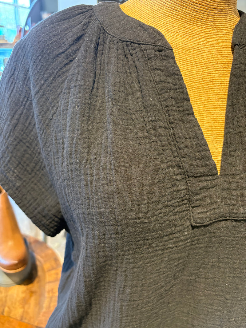 Raglan Flutter Sleeve Top - Black