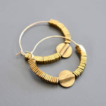 Gold Hematite Hoop Earrings