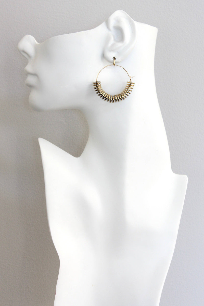 Gold Hematite Hoop Earrings