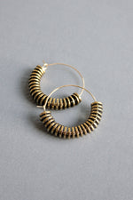 Gold Hematite Hoop Earrings