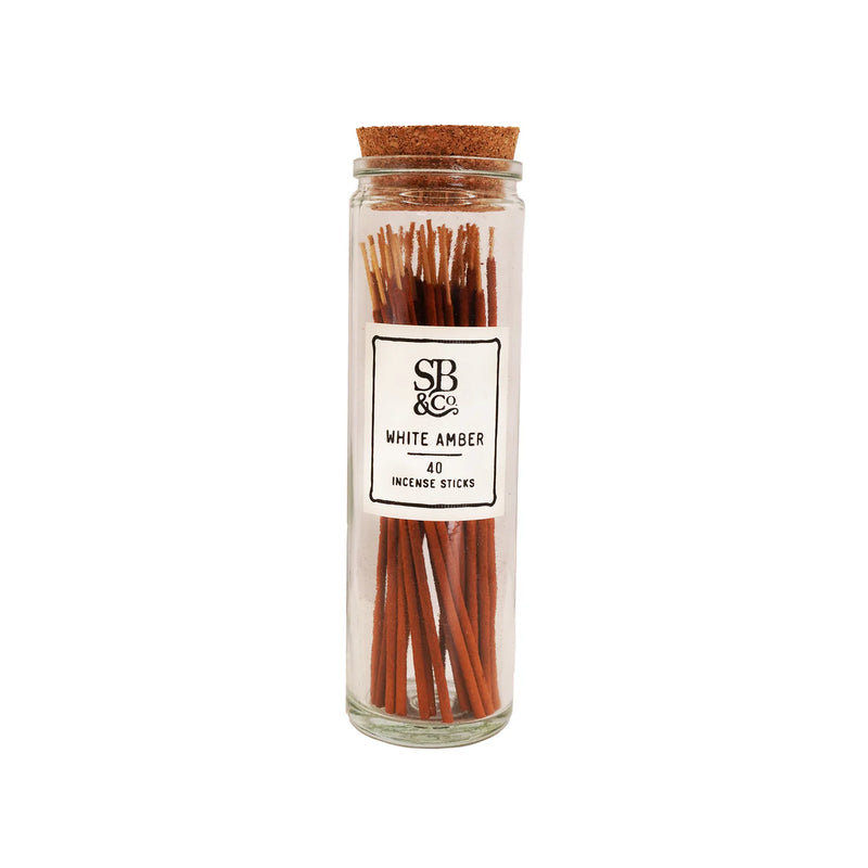 White Amber Incense in Glass Jar- 40 sticks