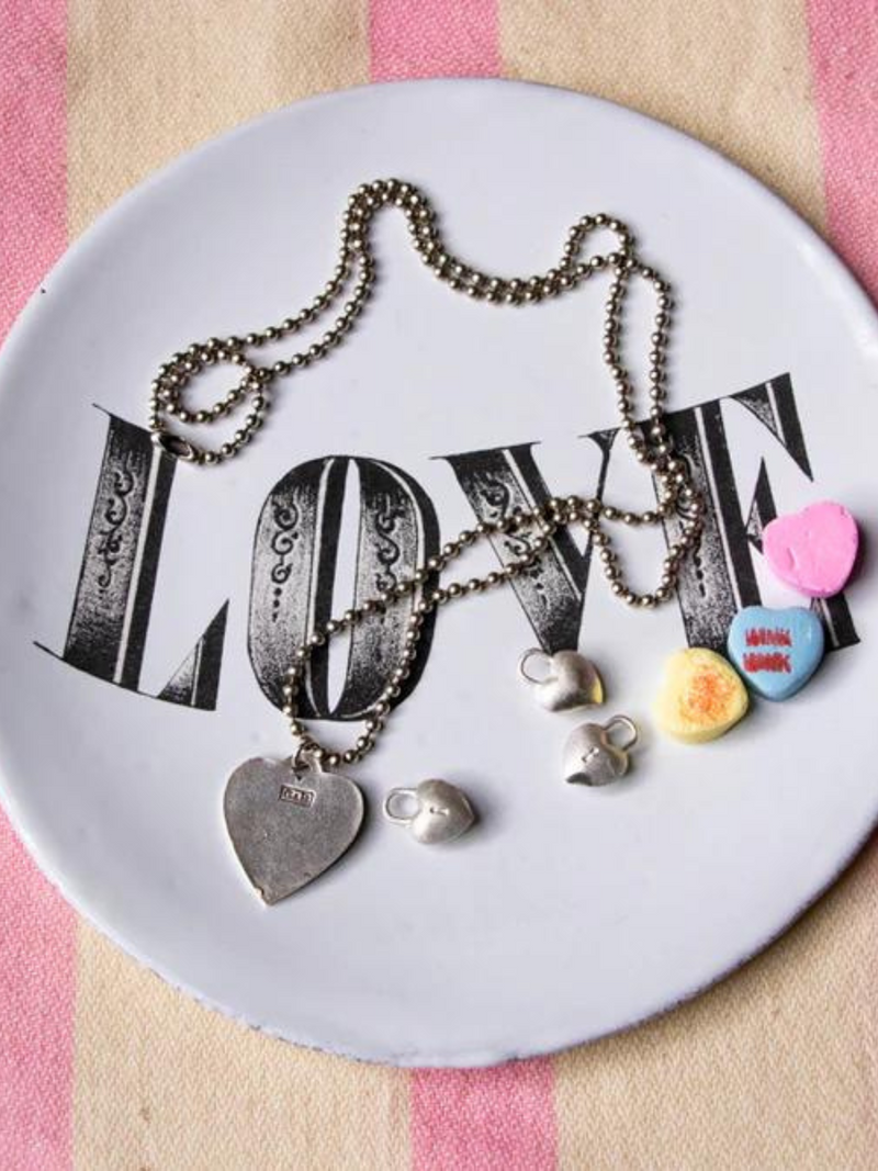 Heart Dog Tag Ball Chain Necklace