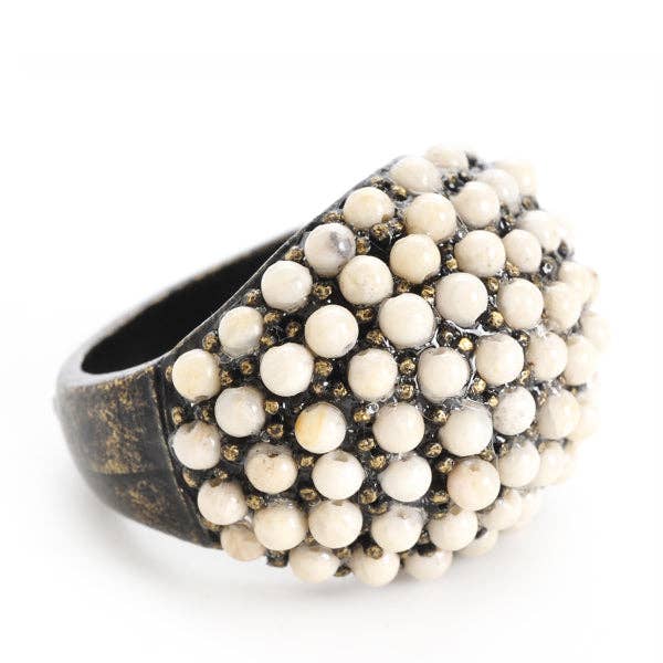 Beaded Dome Ring - Riverstone