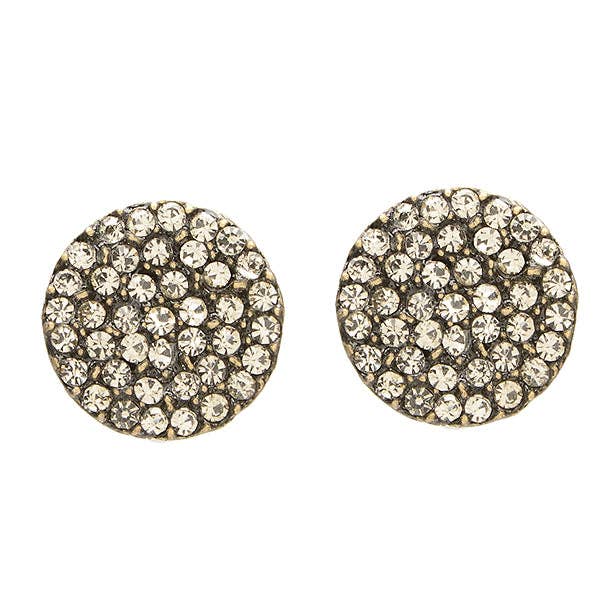 Small Pave Disc Stud Earrings