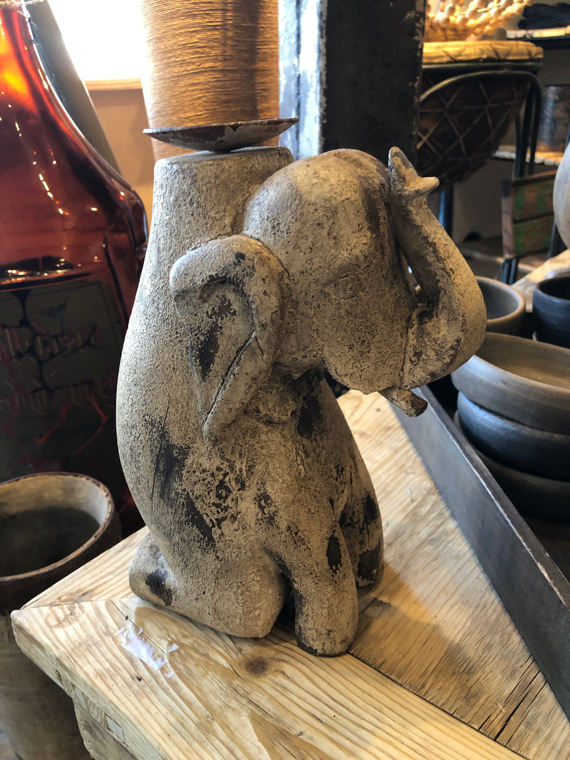 Small Sitting Elephant Candle Holder