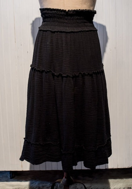 Smocked Waist Midi Skirt
