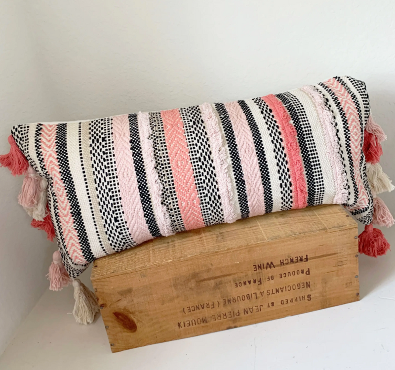 Taba Stripe Pillow - Coral