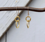 Hammered Circles of Gold Earrings