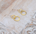 Hammered Circles of Gold Earrings