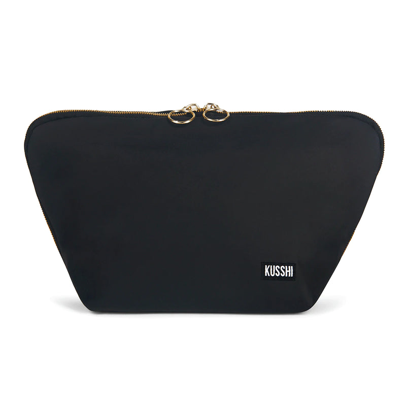 Satin Makeup Bag - Black & Red