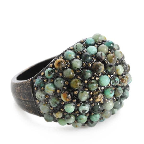 Beaded Dome Ring - African Turquoise
