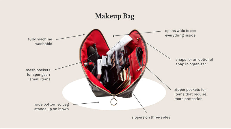 Leather Makeup Bag - Blush/Grey